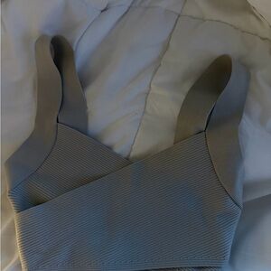 Aritzia Gray Ribbed Crop Top